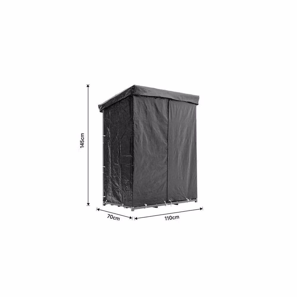 FORGEVIO Metal Steel Outdoor Storage Shed in Black, W/D/H: 110 x 70 x 145 cm – 2