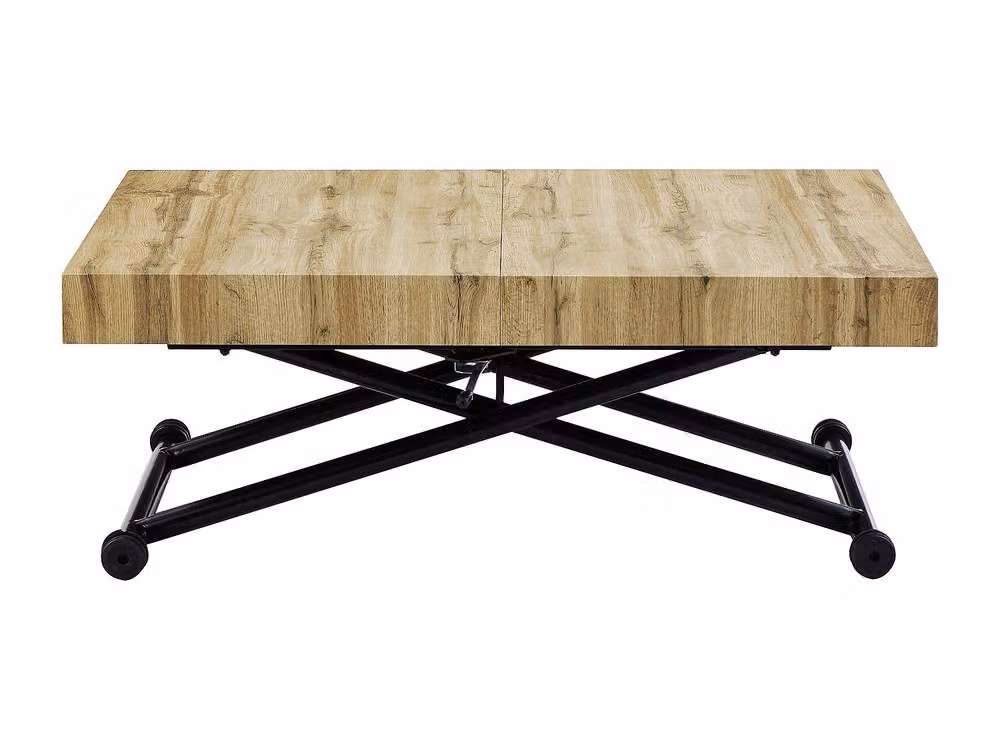 Vente-unique Extendable and Height Adjustable 2-in-1 Rectangular Dining Table in Black and Brown MDF and Metal, W/D/H: 120 x 90 x 75 cm – 2
