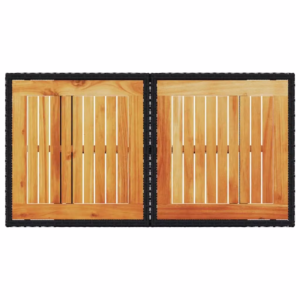 Berkfield Home Black Poly Rattan and Acacia Wood Garden Table W/D/H: 100 x 55 x 73 cm – 5
