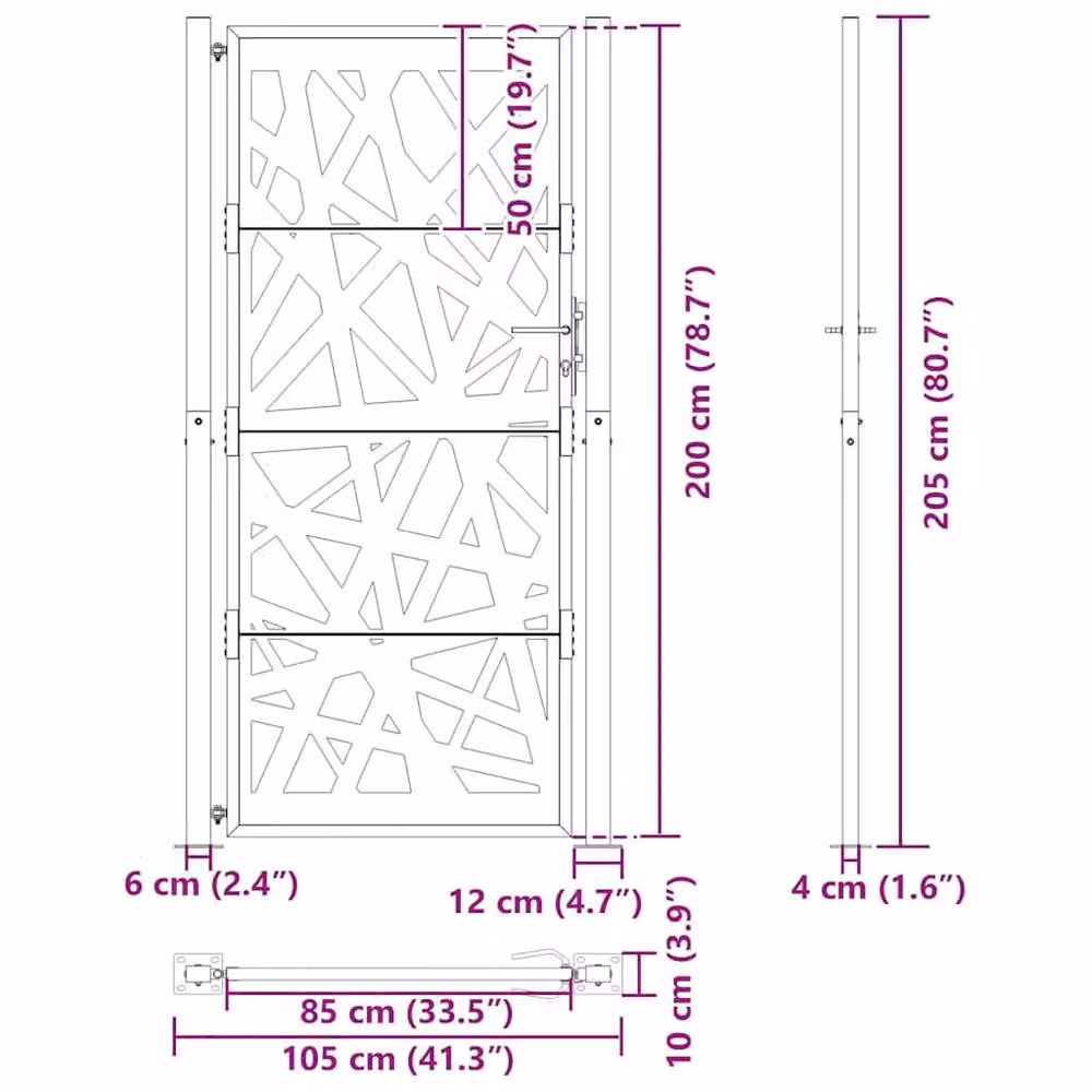 Berkfield Home Black Steel Garden Gate, W: 105 cm, H: 205 cm – 5