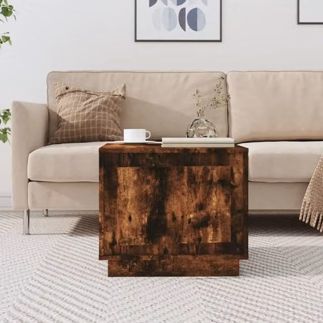 Berkfield Home Smoked Oak Coffee Table in Brown, W/D/H: 51 x 50 x 44 cm – 1
