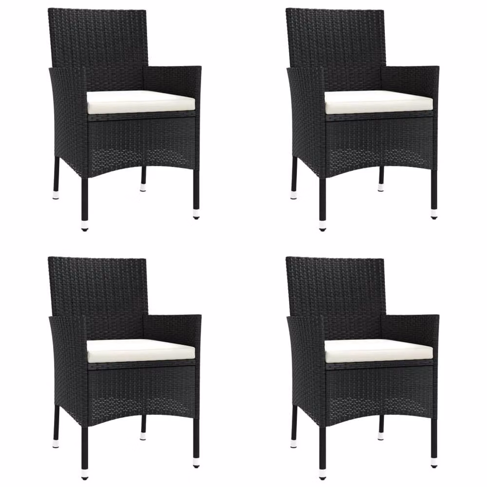 Berkfield Home 5 Piece Black Poly Rattan Garden Bistro Set with Cushions – 4