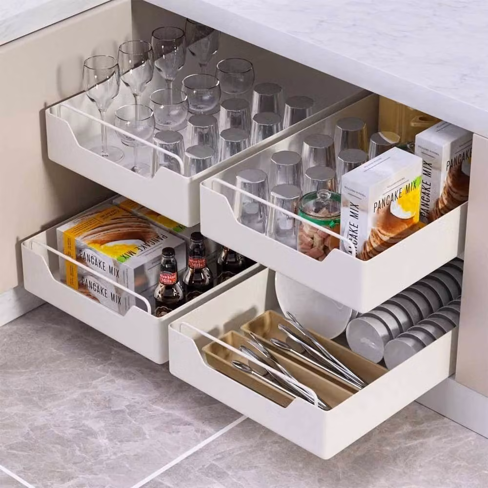 EONLION Metal Pull Out Kitchen Drawer in White, W/D/H: 25 x 43 cm – 4