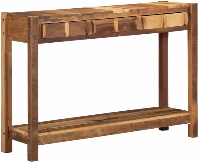 Berkfield Home Rustic Reclaimed Solid Wood Console Table, Brown, W: 107 cm, D: 33 cm, H: 76 cm – 1