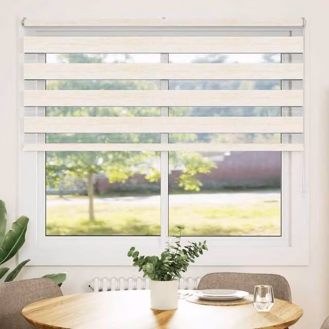 Berkfield Home Zebra Blind in Marble Beige, W: 165 cm, H: 150 cm, Polyester Fabric