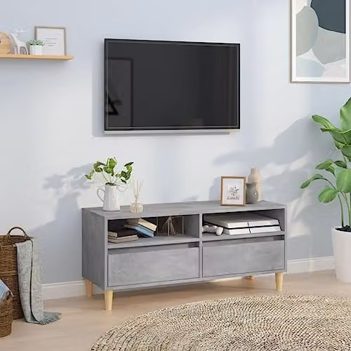 vidaXL Modern TV Cabinet in Concrete Grey, W/D/H: 100 x 44.5 x 44.5 cm – 2