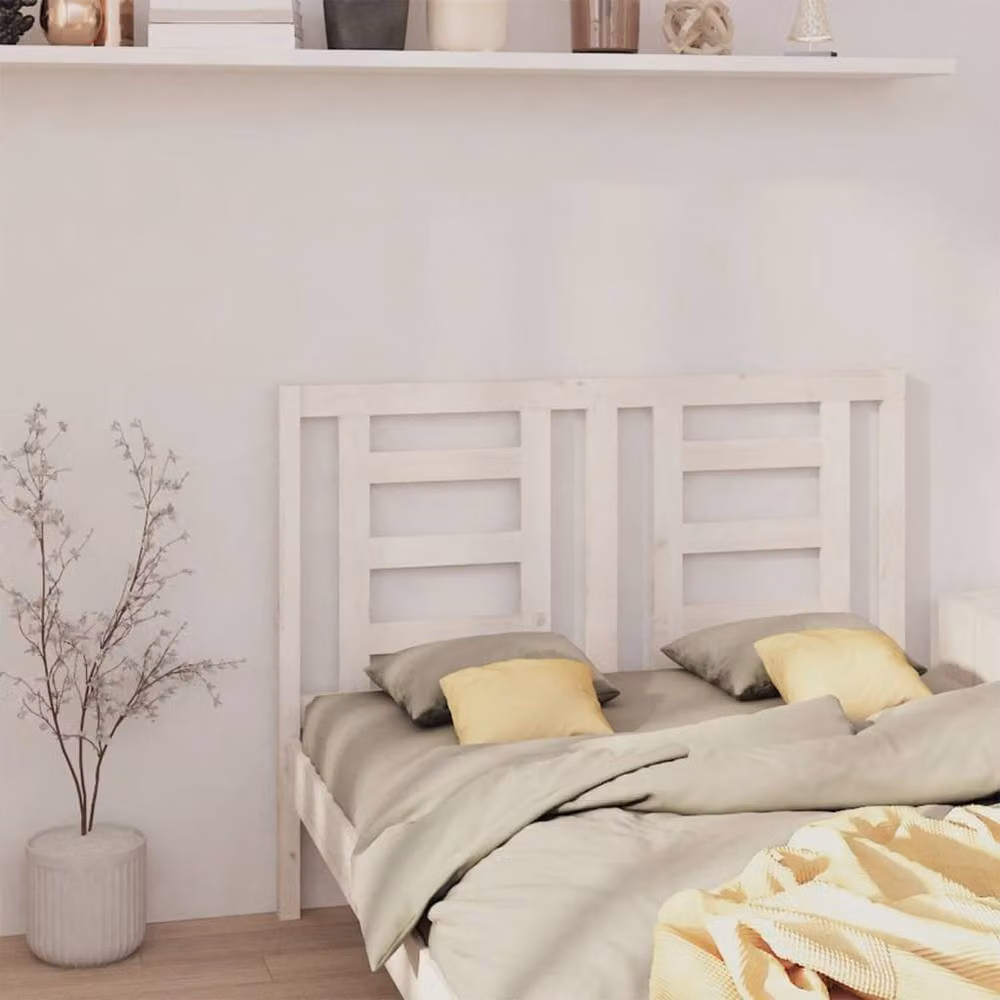 Berkfield Home Beautiful White Solid Pine Wood Bed Headboard W: 146 cm, D: 4 cm, H: 100 cm – 2