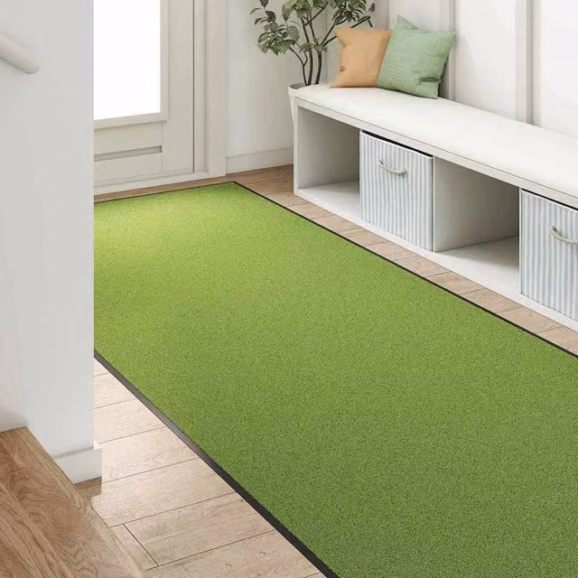 Berkfield Home Modern Rectangular Doormat in Green and Black Polyamide, W/D/H: 120 x 300 x 0.9 cm
