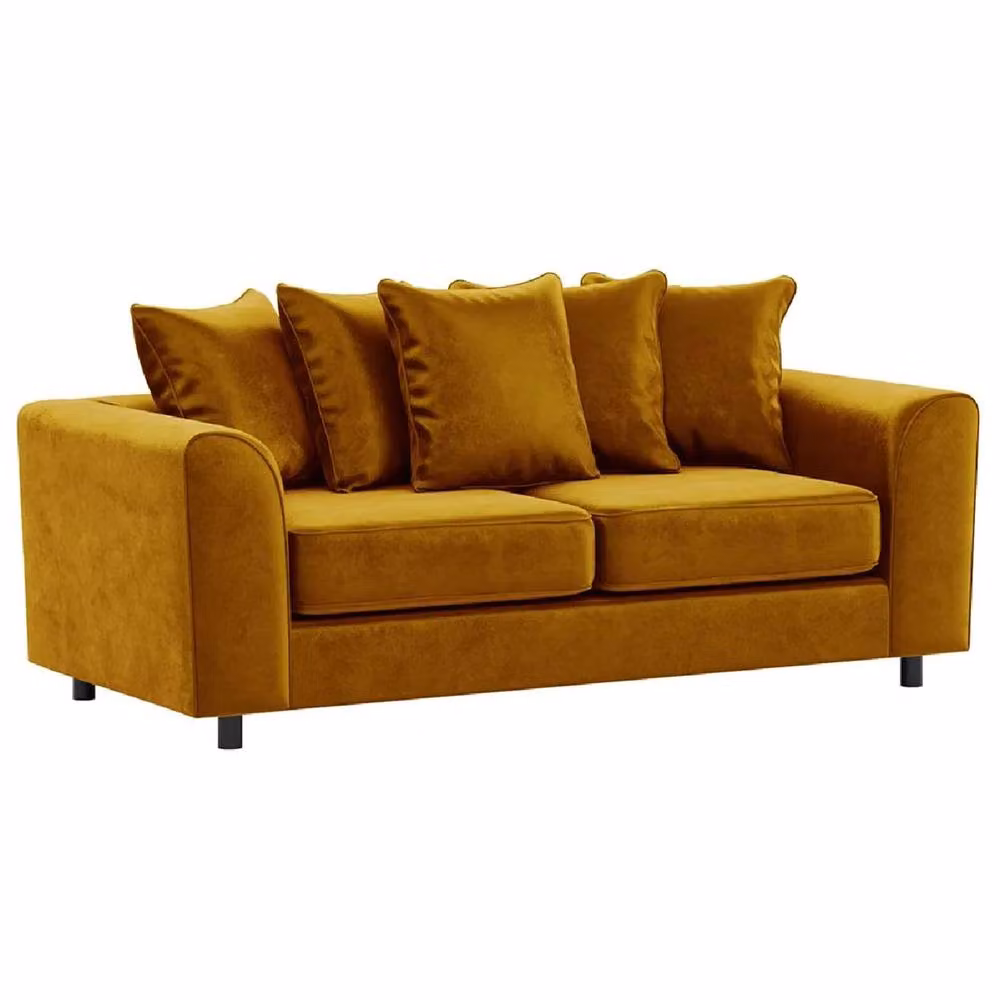 Furnishings For Less UK Brooklyn Plush Velvet and Foam Fabric Sofa Set, 3 and 2 Seater, Gold – 2