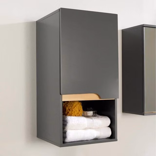 Home Source Florence Wall Hanging Bathroom Cabinet Storage Unit in Grey and White