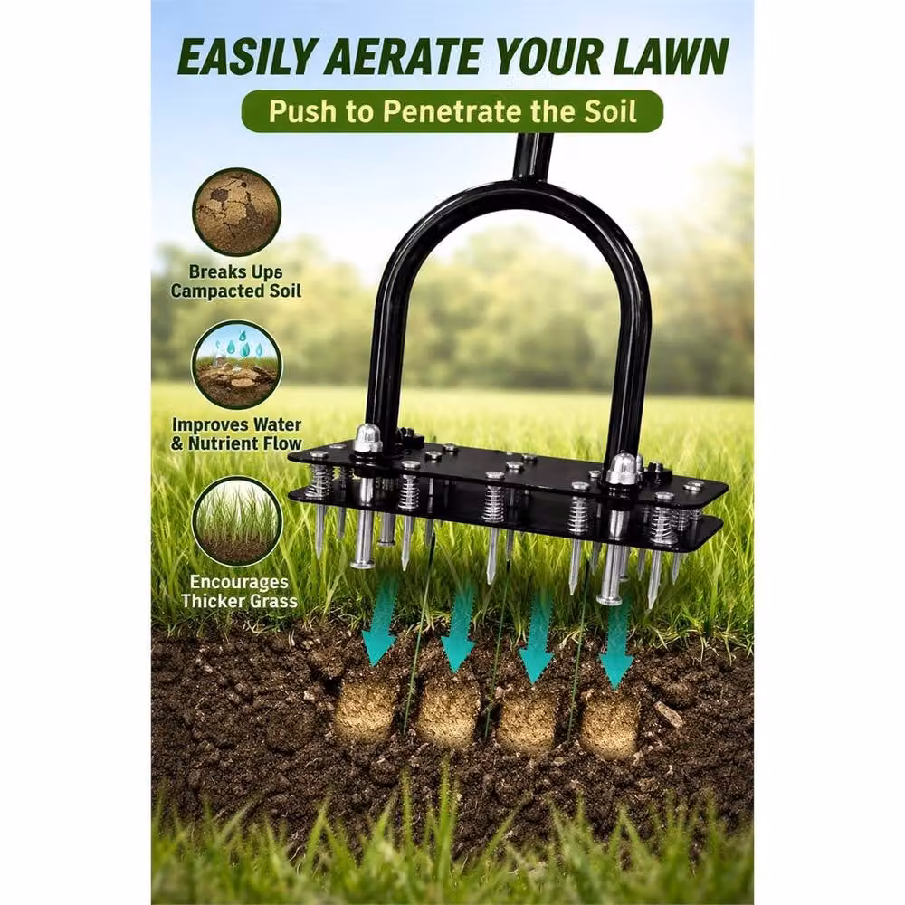 Havendro Manual Metal Lawn Aerator with 15 Spikes in Black – 3