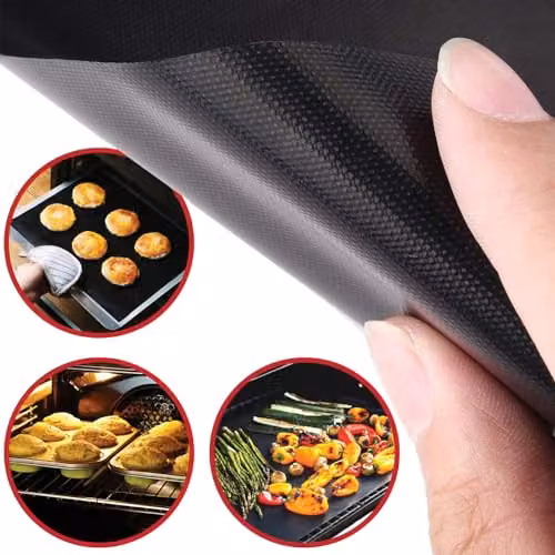 SPARES2GO Non Stick Universal Teflon Oven Liners, Black, W 50 cm x D 40 cm (Pack of 2) – 9