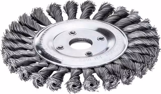 Lessmann Knot Wheel Brush for Angle Grinders in Silver and Multicolour for Metal and Stainless Steel