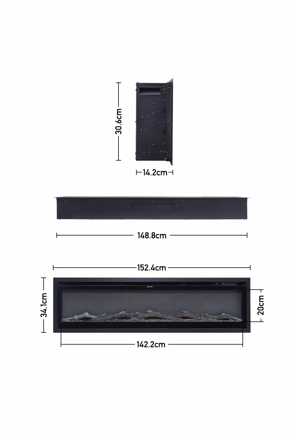 Living and Home 60 Inch Electric Fireplace in Black – 5