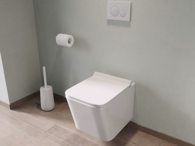 Vente-unique Clemona Rimless Wall-Hung Ceramic WC in Gloss White with Soft-Close Seat, W/D/H: 51.5 x 34.0 x 28.0 cm