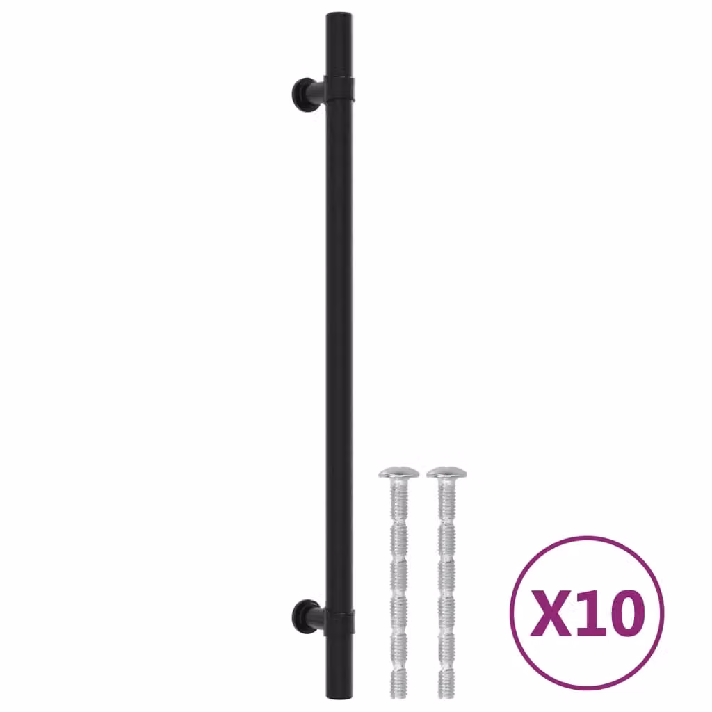Berkfield Home 10 pack of matt black stainless steel bar cabinet handles, 224 mm – 2