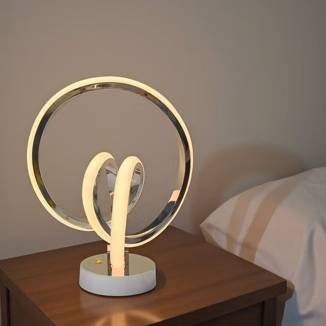 NIVOR RGB LED Heart Novelty Table Lamp in Transparent and Chrome with Remote Control and Dimmable Settings – 1