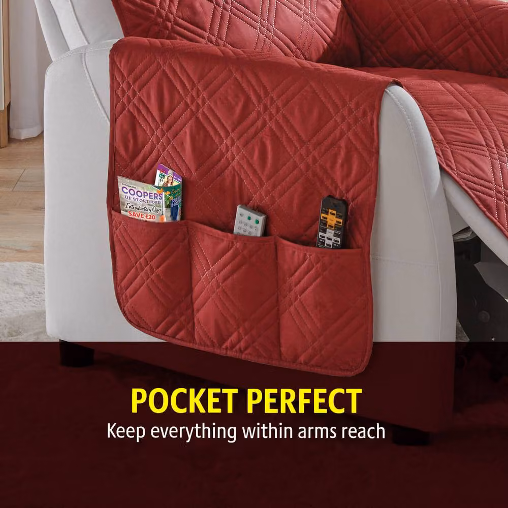 Coopers of Stortford Red Recliner Cover with Armrest Cover, Water Repellent and Stain Resistant Non-Slip Design – 4