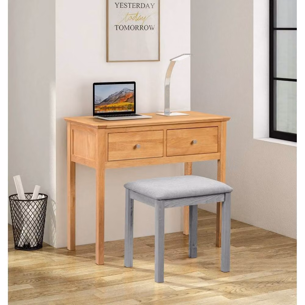FORGEVIO Oak 2-Drawer Wooden Vanity Desk and Console Table in Natural Sand – 2