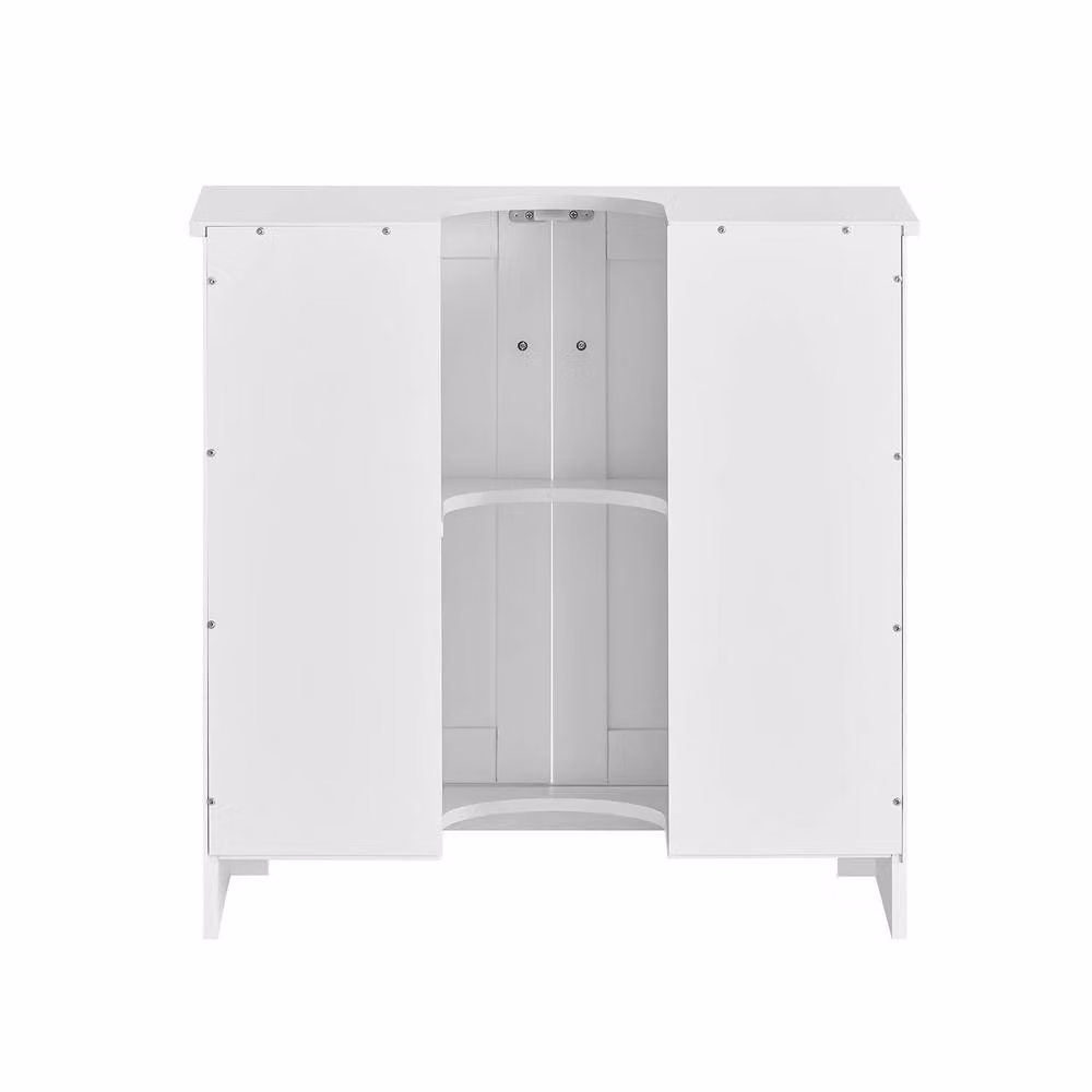 SoBuy White Under Sink Bathroom Cabinet with Hinged Doors and Internal Shelves, Height: 60 cm – 2