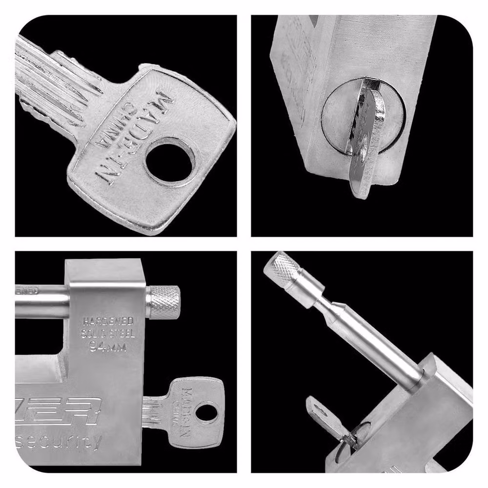 NESTLUNE 3-Piece Heavy Duty Armoured Steel Padlock Set in Silver, 94mm with 10 Keys – 2