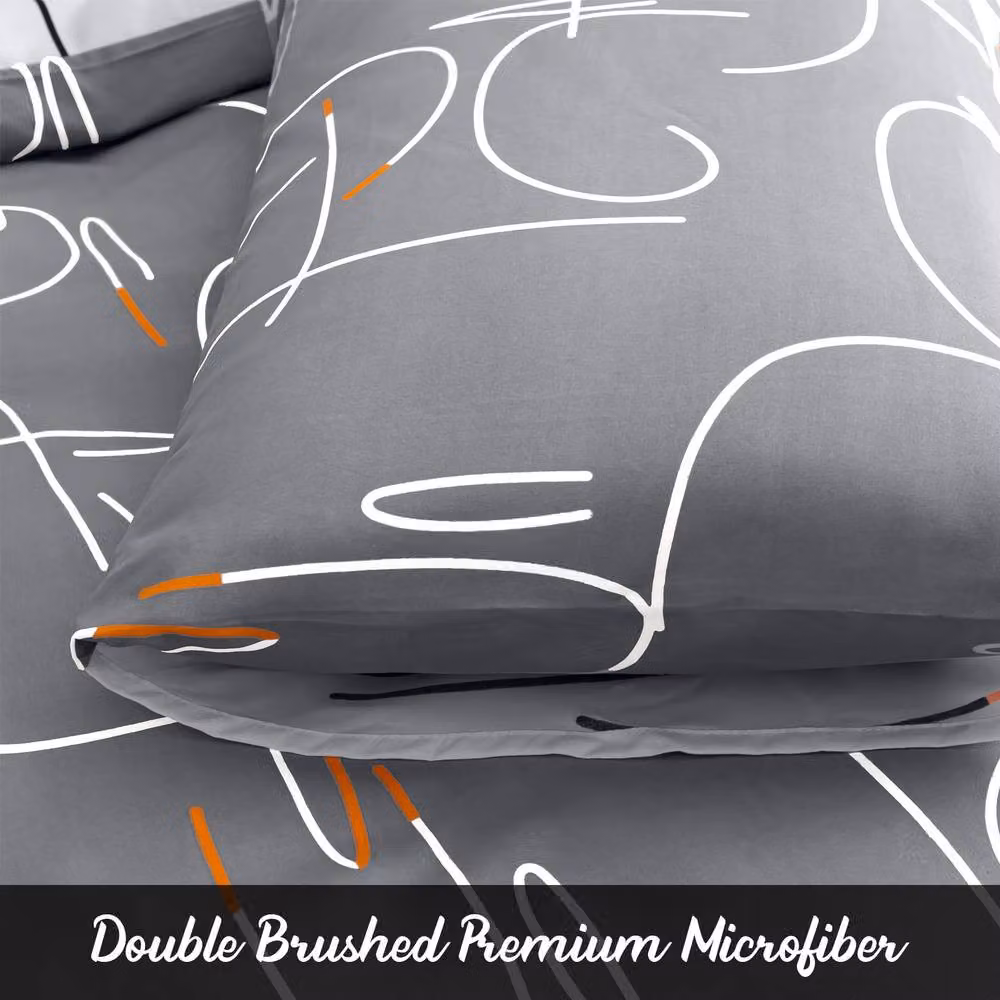 Grace Luxury Ultrasoft Microfibre Bedding Set in Grey, including Duvet Cover, Fitted Sheet and Pillowcase – 4