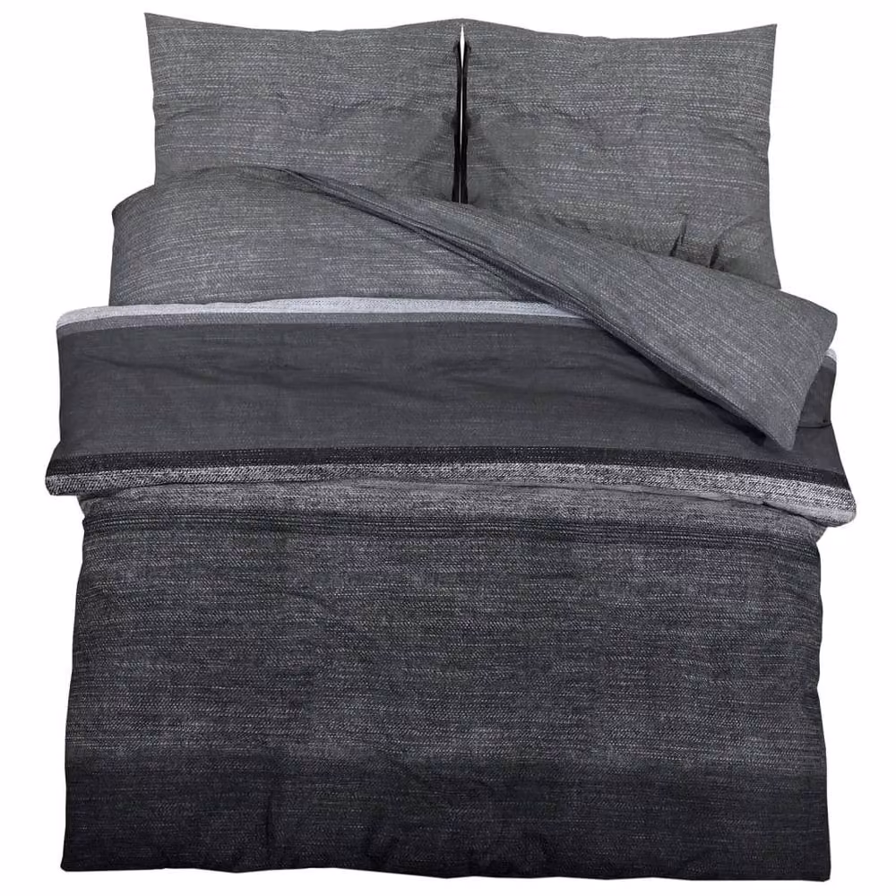 Berkfield Home Elegant Cotton Duvet Cover and Pillowcase Set in Grey, W/D/H: 200 x 220 cm and 80 x 80 cm – 3
