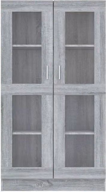 Berkfield Home Grey Sonoma Vitrine Cabinet with Glass Doors, W: 82.5 cm, D: 30.5 cm, H: 150 cm