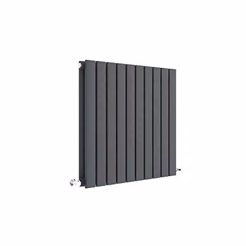 Nuie HLA55D Sloane Modern Home Wall Mount Designer Horizontal Double Panel Radiator, Anthracite, W: 60.0 cm, H: 58.6 cm, D: 7.2 cm