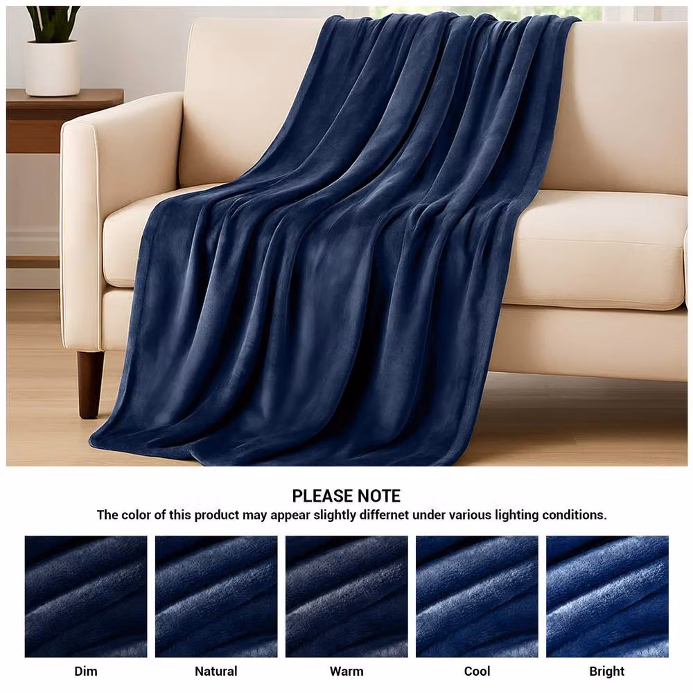 Pamposh Reversible Flannel Fleece Blanket Throw in Blue – 9
