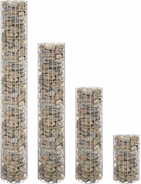 Berkfield Home Circular Gabion Raised Beds, 4 Piece Set in Silver Galvanised Steel, Diameter: 30 cm, Height: 50/100/150/200 cm