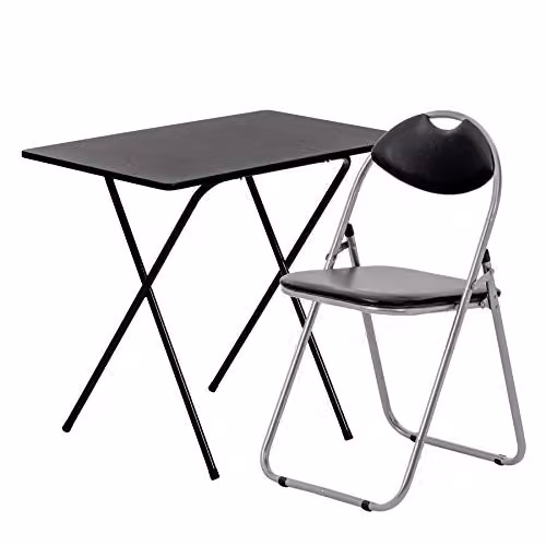 Harbour Housewares Wooden Folding Desk and Chair Set in Black – 2