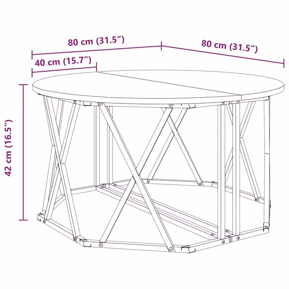 Berkfield Home Black Oak Coffee Table in Black Engineered Wood, W/D/H: 80 x 80 x 42 cm – 7