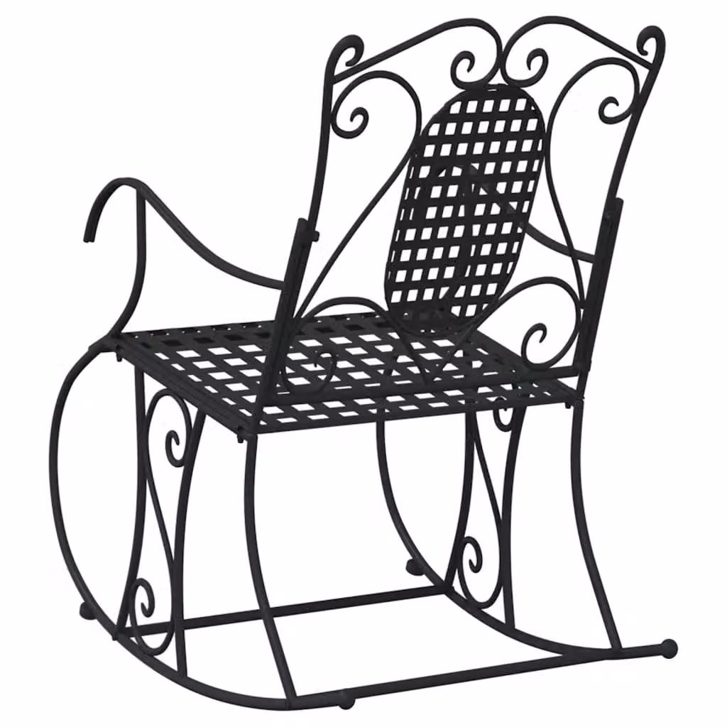Berkfield Home Classic Rocking Bench in Black Matt Steel – 3