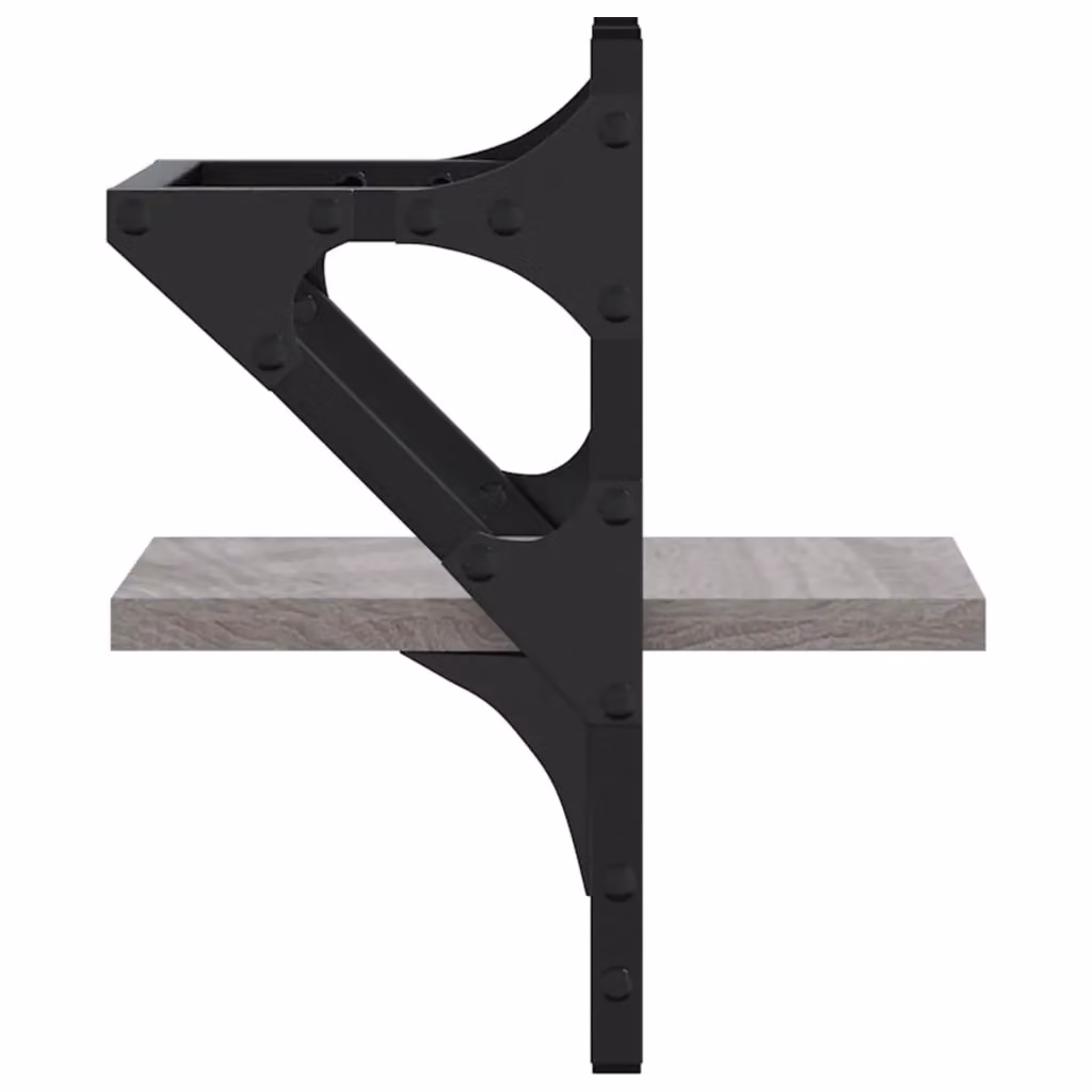 Berkfield Home Wall Shelves with Hanging Rods, 2 Piece Set, Grey Sonoma, W/D/H: 20 x 25 x 30 cm – 4