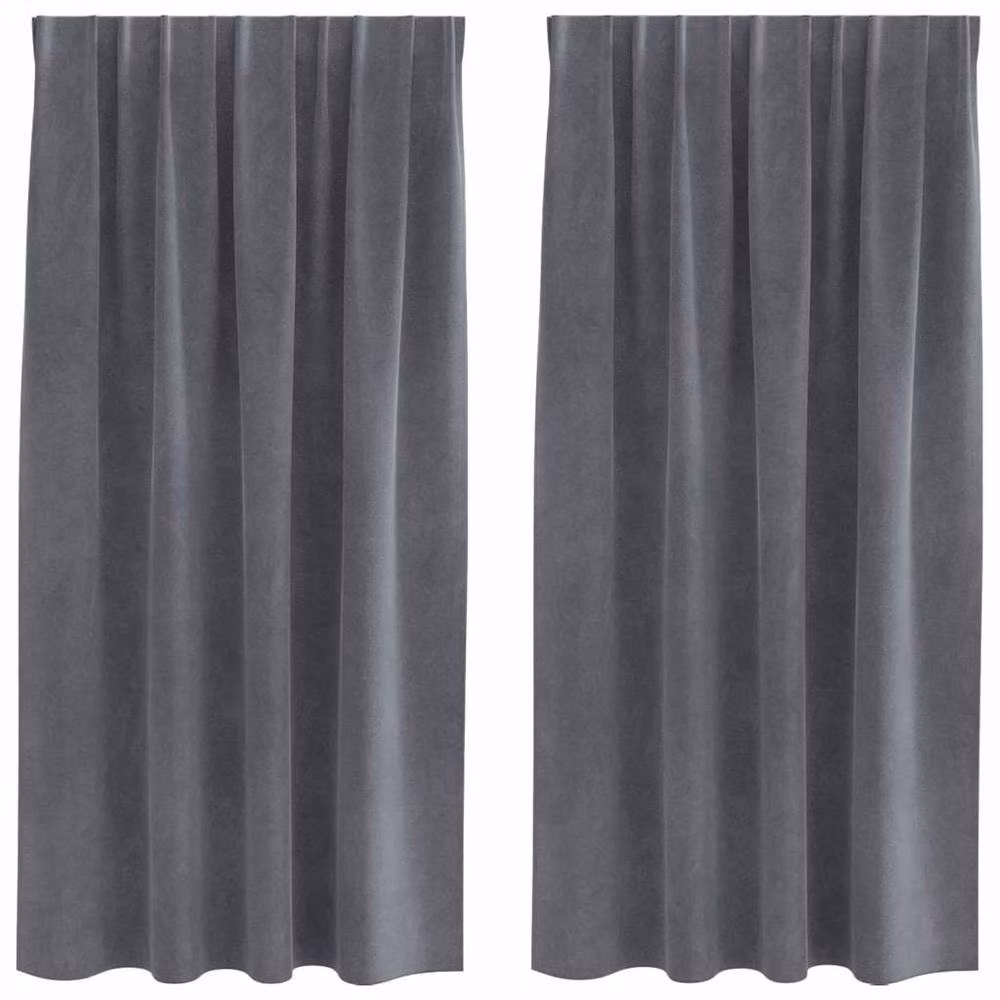Berkfield Home Elegant Blackout Velvet Curtains with Top Tape, 2 Pack, Super Light Grey – 3