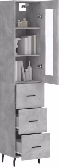 Berkfield Home Highboard in Grey, W/D/H: 34.5 x 34 x 180 cm