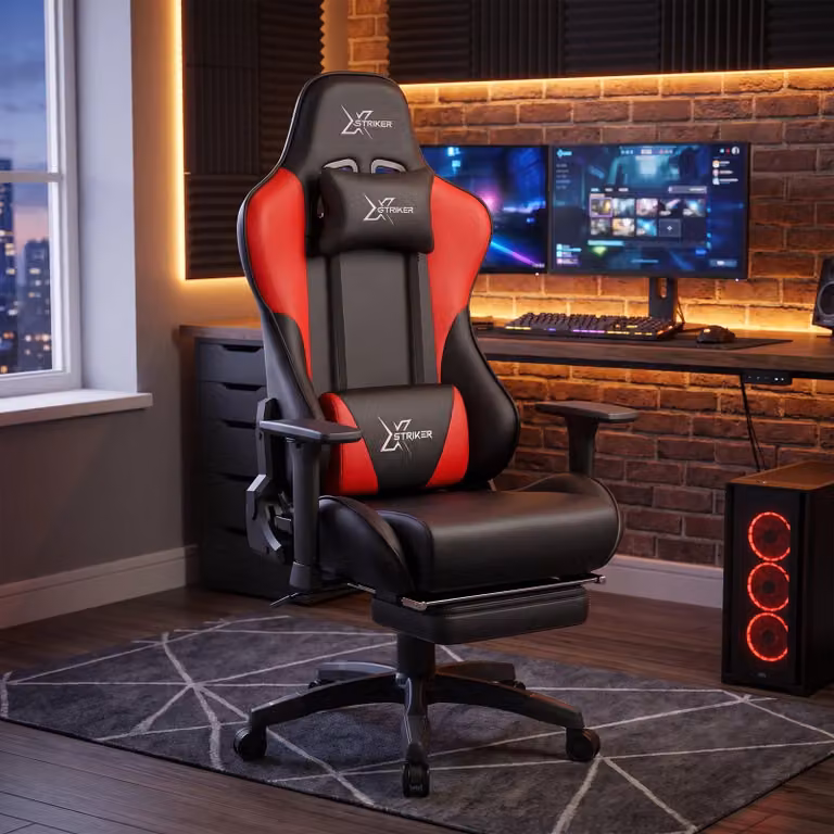 Xstriker Red Ergonomic Gaming Chair with Headrest and Synthetic Leather Finish