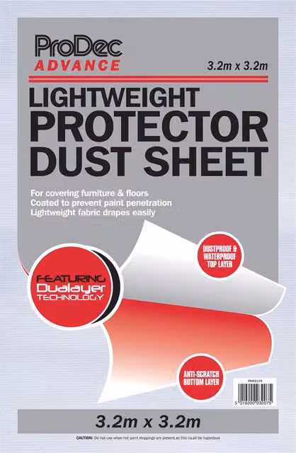 ProDec Reusable White Fleece Dust Sheet, W/D: 3.2 x 3.2 m – 1