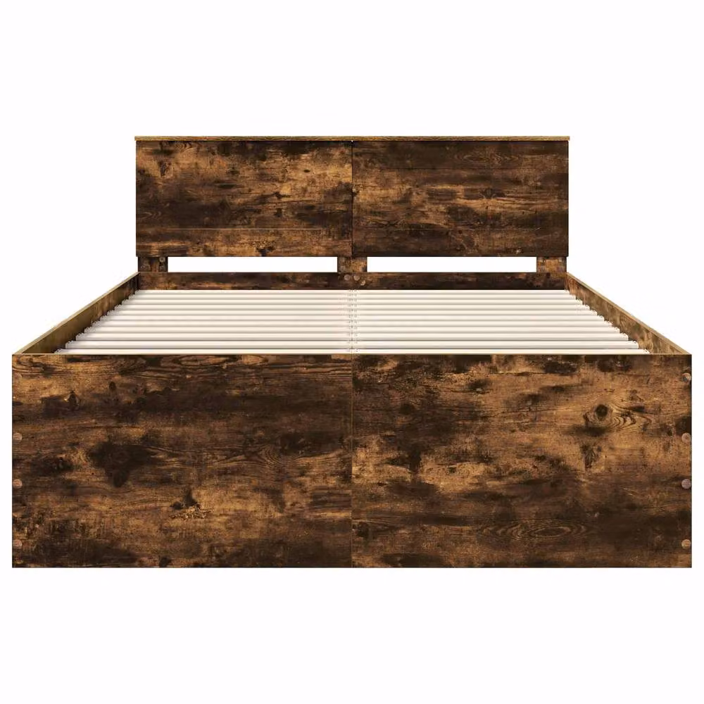 Berkfield Home Smoked Oak Bed Frame in Brown, Engineered Wood, 150 x 200 cm – 3