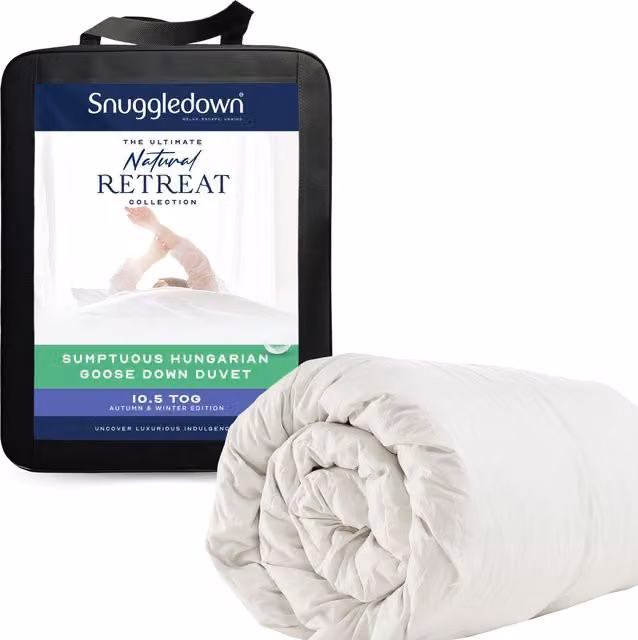 Snuggledown Retreat Hungarian Goose Down 10.5 Tog Duvet, White, King Size