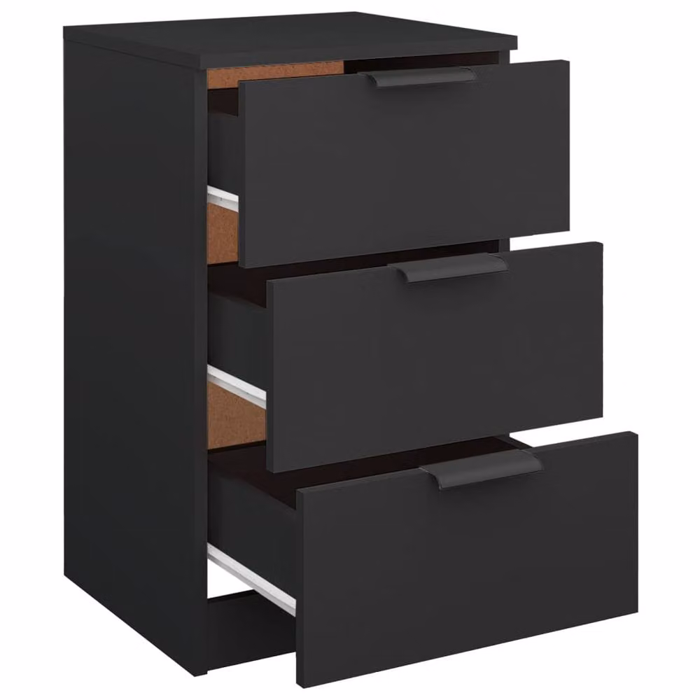 Berkfield Home Modern Bedside Cabinets, 2 Piece Set, Black, W/D/H: 40 x 36 x 65 cm – 5