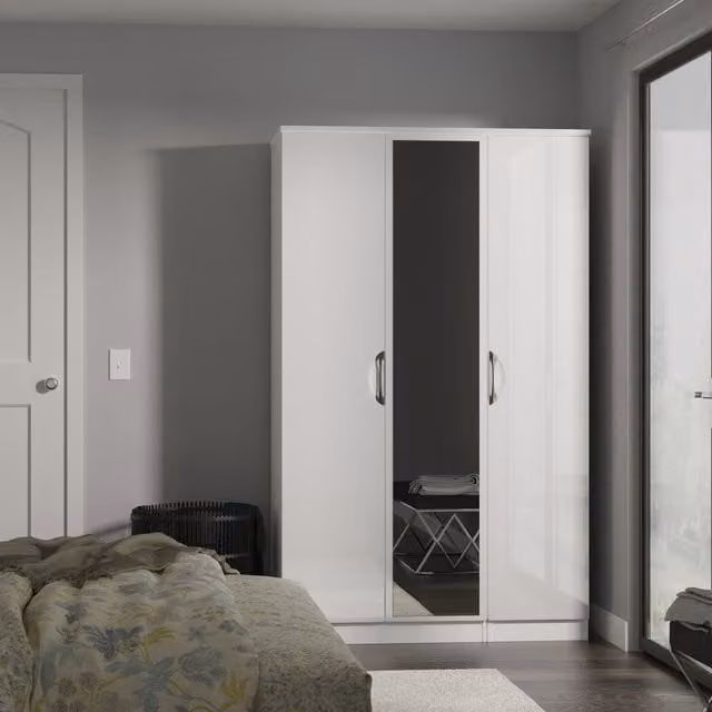 2 U Holborn Triple Mirror Wardrobe in Glossy White