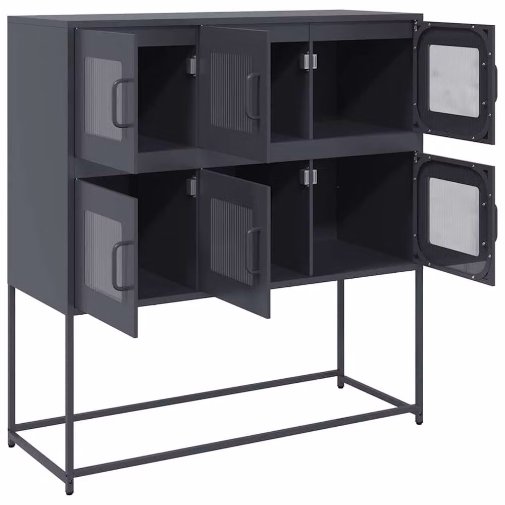 Berkfield Home Anthracite Industrial Sideboard in Matt Dark Grey Metal, W/D/H: 100.5 x 39 x 107 cm – 3