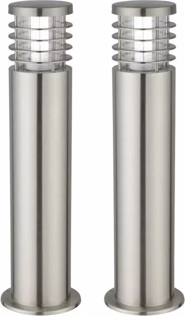 First Choice Lighting Bloom Set of 2 Silver Brushed Stainless Steel Outdoor Post Lights – 1