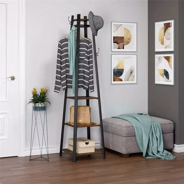 EONLION Brown Hall Tree with Bench and Coat Stand – 1
