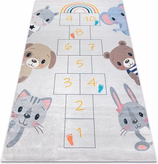 RugsX Bambino Kids Motif Rug in Grey, W: 200 cm, L: 290 cm