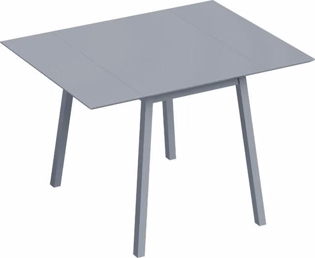 HOMCOM Solid Pine Wood Folding Dining Table with Butterfly Drop Leaf, Grey Rectangular Kitchen Table for 2-4 People, H: 75 cm, W: 130 cm, D: 30 cm – 1