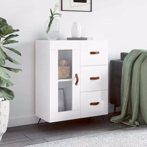 vidaXL High Gloss White Sideboard in Engineered Wood W/D/H: 69.5 x 34 x 90 cm – 2
