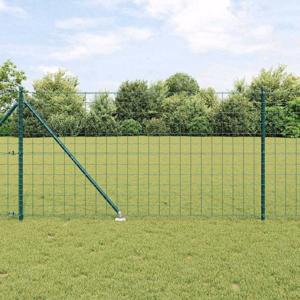 Berkfield Home Euro Fence with 7 Spike Posts, Green Galvanised Steel, W: 10 m, H: 1.2 m – 2